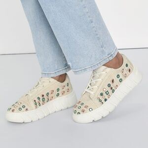 Free People Catch Me If You Can Sneakers White Mirror Combo Crochet size 41 NEW